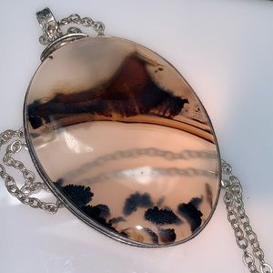 Dendritic Quartz Pendant on Sterling Chain Unique